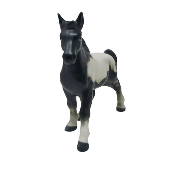 Vintage Porcelain Black White Appaloosa Horse Figurine Small Japan Olimco Pony - Picture 2 of 10